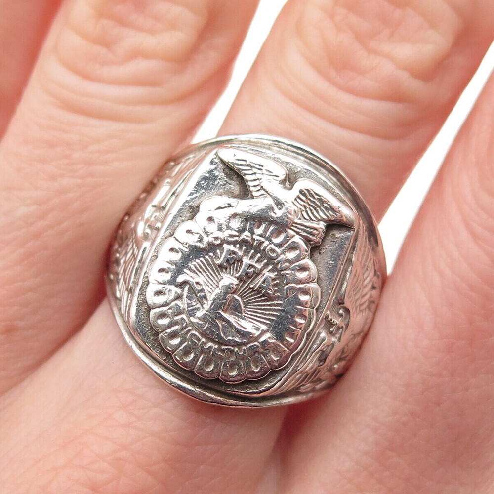 Balfour 925 Sterling Silver Vintage FAA Vocational Agriculture Ring Size 11